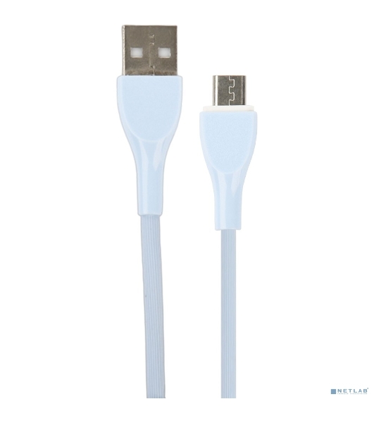 Кабель PERFEO USB A вилка - Micro USB вилка, 2.4A, голубой, силикон, 1 м., ULTRA SOFT (U4022)