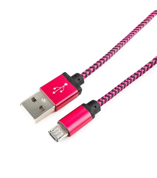 Кабель Gembird USB 2.0 Cablexpert AM/microBM 5P, 1м, нейлоновая оплетка, алюминиевые разъемы, фиолетовый, пакет