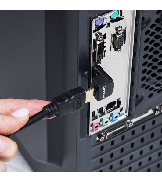 Переходник штекер Rexant HDMI - гнездо HDMI, угловой