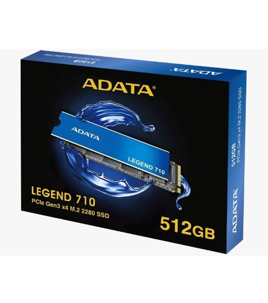Накопитель SSD ADATA LEGEND 710, 512Gb, PCIe 3.0 x4, M.2 2280, NVMe, R/W 2400/1600, с радиатором
