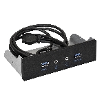 Планка USB на переднюю панель ExeGate EX289291RUS U5H-627, 5,25', 2*USB3.0+2*HD Audio, черная, металл, подсоед. к MB, фото 1