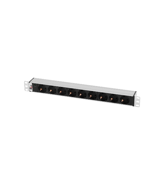 Блок розеток Rem-10 без шнура с инд., 9 Sсhuko, вход IEC 60320 C14, 10A, алюм., 19'