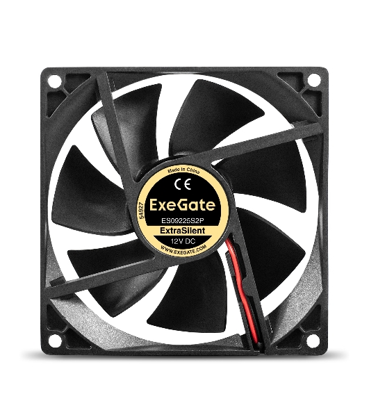 Вентилятор 12В DC ExeGate ExtraSilent ES09225S2P (92x92x25 мм, Sleeve bearing (подшипник скольжения), 2pin, 1800RPM, 21dBA)