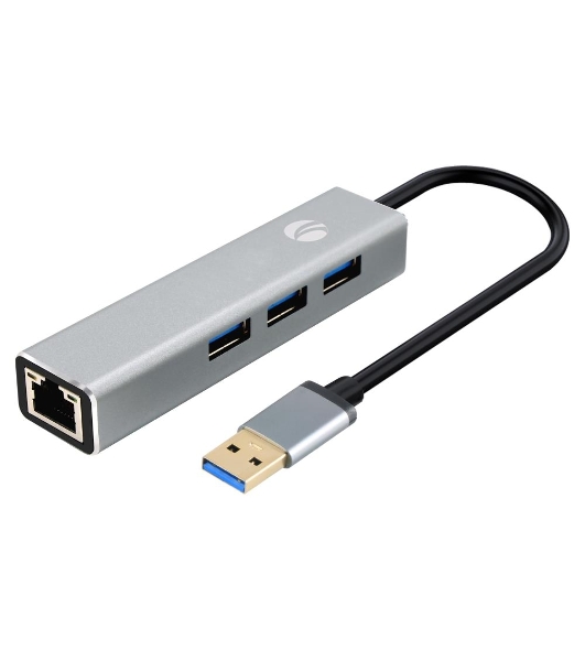 Переходник VCOM USB 3.0 -->RJ-45 1000Mbps+3 USB3.0, Aluminum Shell, 0.2м DH312A