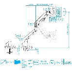 Кронштейн Arm media LCD-T35 серебристый, 6 шт/уп. Кр. алюм. настол. для мон.17'-34', max 9 кг, 6 ст св., нак. ±45°, пов. ±180°, от стола 495 мм, max VESA 100x100 мм., фото9