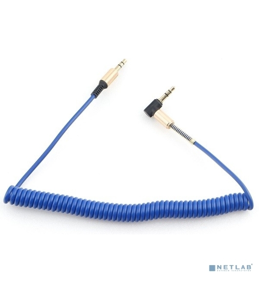 Кабель Cablexpert аудио 90˚ спиральный CCAB-02-35MMLC-1.8MU. 3.5 Jack (M)/3.5 Jack (M), синий, 1.8м, блистер