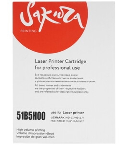 Картридж Sakura 51B5H00 для Lexmark MS417dn/MS517dn/MS617dn, MX417de/MX517de/MX617de, черный, 8 500 к.