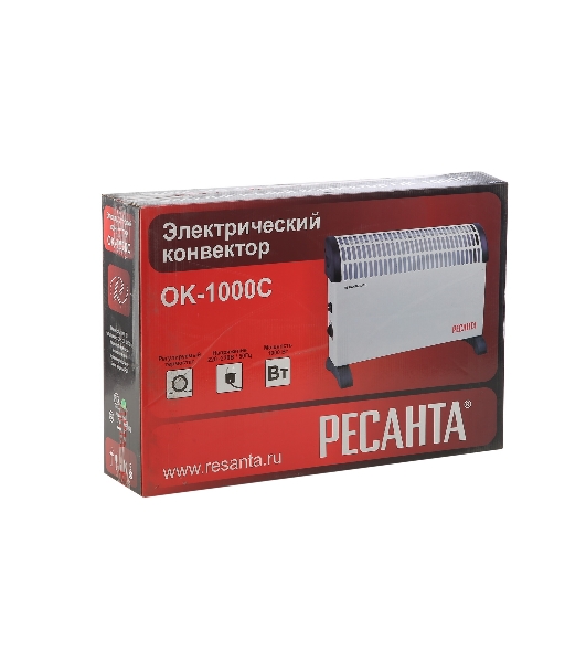 Конвектор электрический Ресанта ОК-1000С белый, 1000 Вт, 15 м2, термостат