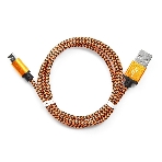 Кабель Gembird USB 2.0 Cablexpert AM/microBM 5P, 1м, нейлоновая оплетка, алюминиевые разъемы, оранжевый, пакет, фото 1