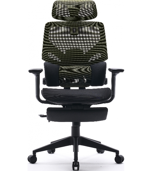 Кресло Cactus CS-CHR-MC01-LGNBK салатовый, сетка, подголовник, подставка для ног