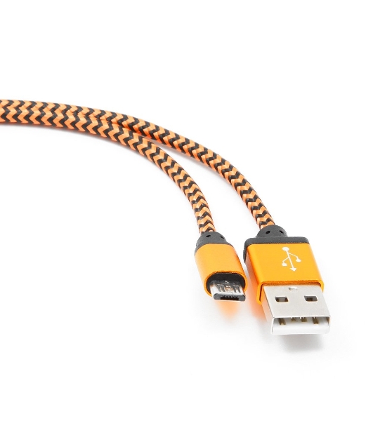 Кабель Gembird USB 2.0 Cablexpert AM/microBM 5P, 1м, нейлоновая оплетка, алюминиевые разъемы, оранжевый, пакет