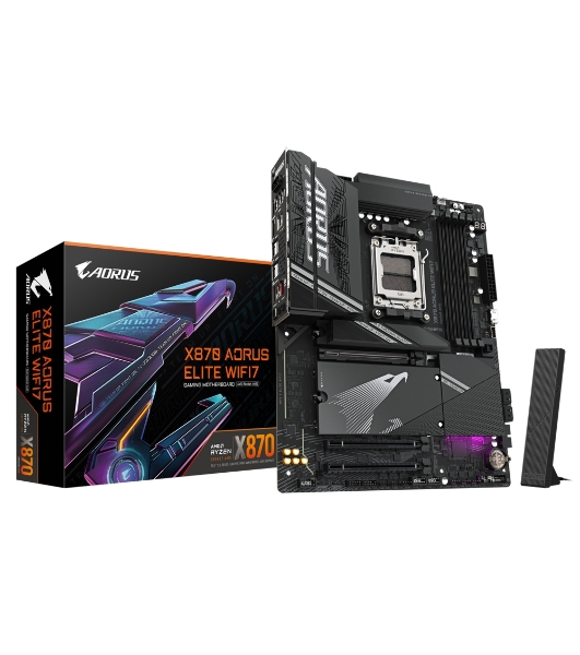 Материнская плата Gigabyte X870 A ELITE WIFI7, AM5, AMD X870, 4xDDR5, 4xSATA, 4xM.2, 1xPCI-E 5.0 x16, 1xPCI-E 4.0 x4, 1xPCI-E 3.0 x2, 1xHDMI, 1x 2.5Gb LAN, 4xUSB-A 3.2 Gen 1, 2xUSB-A 3.2 Gen 2, 4xUSB-A 2.0, 2xUSB-C 4.0, 2x3.5 мм, 7.1, ATX