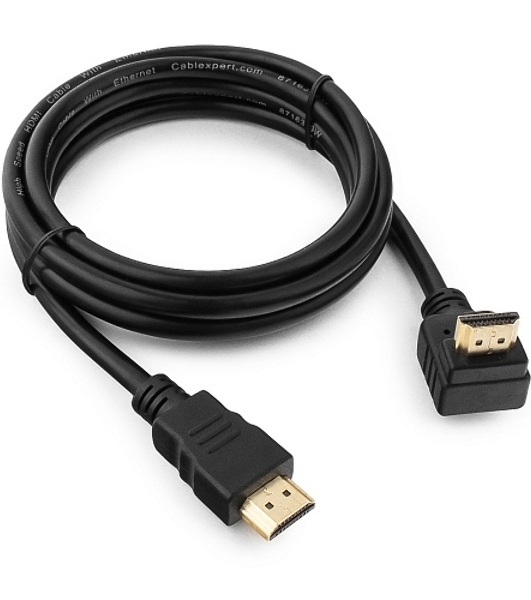 Кабель Cablexpert HDMI CC-HDMI490-6, 19M/19M, v2.0, медь, позол.разъемы, экран, угловой, 1.8м, черный, пакет