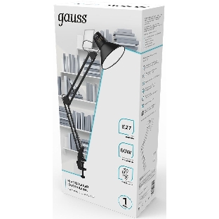 Светильник Gauss GT0012 настольный на струбцине E27 черный 60Вт