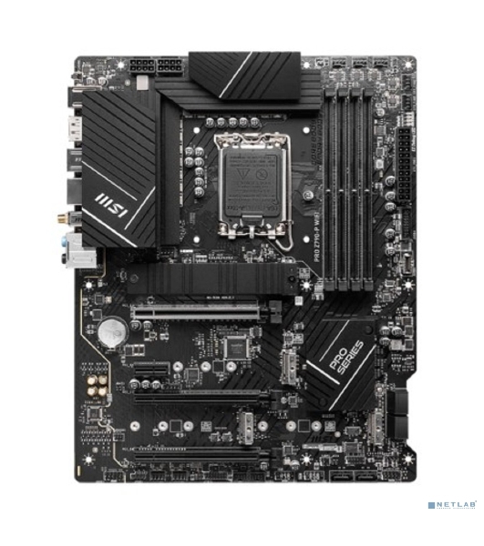 Материнская плата MSI PRO Z790-P WIFI, LGA 1700, Intel Z790, 4xDDR5, 6xSATA, 4xM.2, 1xPCIe 5.0 x16, 1xPCIe 4.0 x16, 1xPCIe 3.0 x16, 1xPCIe x1, 1xHDMI, 1xDP, 1x2.5Gb LAN, 4xUSB-A 2.0, 2xUSB-A 3.2 Gen 1, 1xUSB-A 3.2 Gen 2, 1xUSB-C 3.2 Gen 2x2, 6x3.5мм, 7.1, ATX