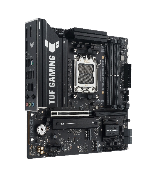 Материнская плата ASUS TUF GAMING B850M-E WIFI, AM5, AMD B850, 4xDDR5, 4xSATA, 3xM.2, 1xPCIe 5.0 x16, 1xPCIe 4.0 x16, 1xPCIe 3.0 x1, 1xHDMI (v2.1), 2xDP (v1.4), 1x2.5Gb LAN, Wi-Fi 6E, Bluetooth 5.3, 1xUSB-C 10Gbps, 2xUSB-A 10Gbps, 2xUSB-A 5Gbps, 4xUSB-A 2.0, 1xPS/2, 3x3.5 мм, 7.1, mATX