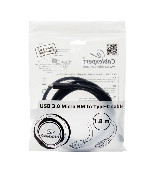Кабель Cablexpert CCP-USB3-mBMCM-6 USB3.0 microBM/USB3.1TypeC, 1.8м, 