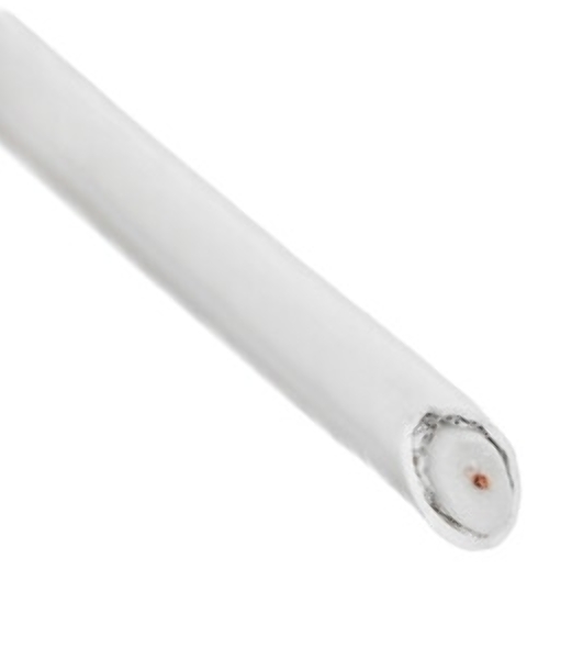 Кабель коаксиальный Cablexpert, RG-6U-CU-1, 75 Ом, 64%, 0,8 мм, медь, белый, 100 м