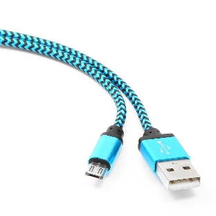 Кабель Gembird USB 2.0 Cablexpert AM/microBM 5P, 1м, нейлоновая оплетка, алюминиевые разъемы, синий, пакет