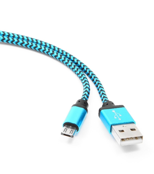 Кабель Gembird USB 2.0 Cablexpert AM/microBM 5P, 1м, нейлоновая оплетка, алюминиевые разъемы, синий, пакет
