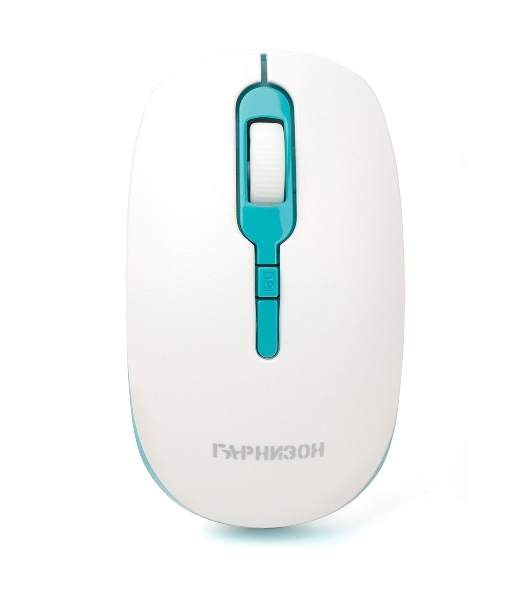 Мышь беспроводная Гарнизон GMW-460-2 белый/бирюзовый, 1600 dpi, радиоканал, USB, кнопки - 4