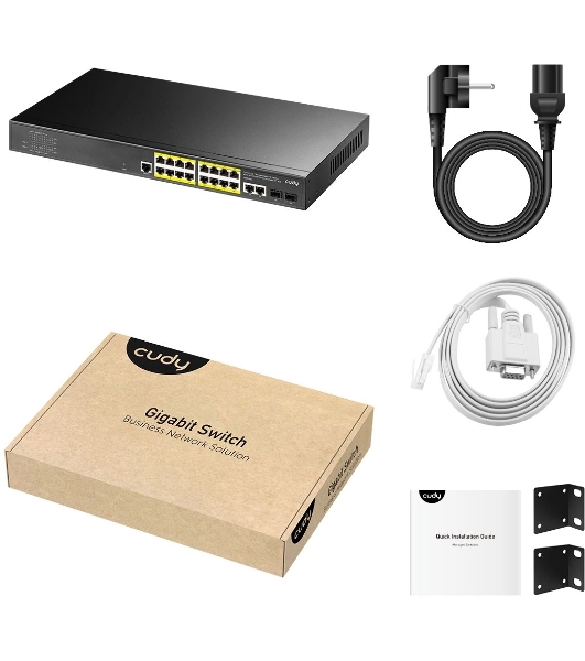Коммутатор Cudy GS2018PS2-200W, 16×1 Гбит/с, 2×1 Гбит/с SFP