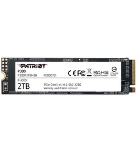 Накопитель SSD Patriot P300, 2Tb, PCIe 3.0 x4, M.2 2280, NVMe, R/W 2100/1650