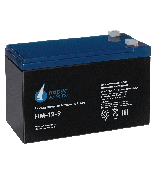Батарея для ИБП Парус-электро HM-12-9 (AGM/12В/9,0А·ч/клемма F2)