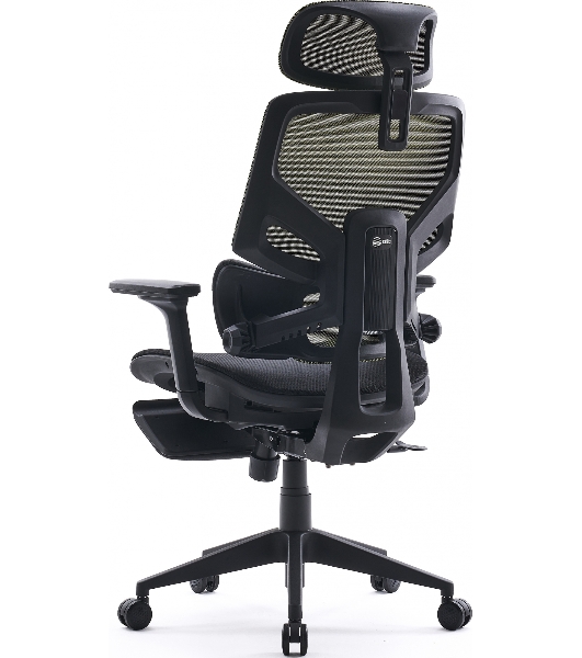 Кресло Cactus CS-CHR-MC01-LGNBK салатовый, сетка, подголовник, подставка для ног