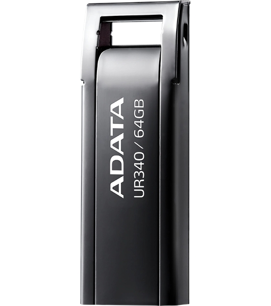 Флешка USB ADATA UR340 (AROY-UR340-64GbK), 64Gb, USB 3.2, R/W 100/30, черный