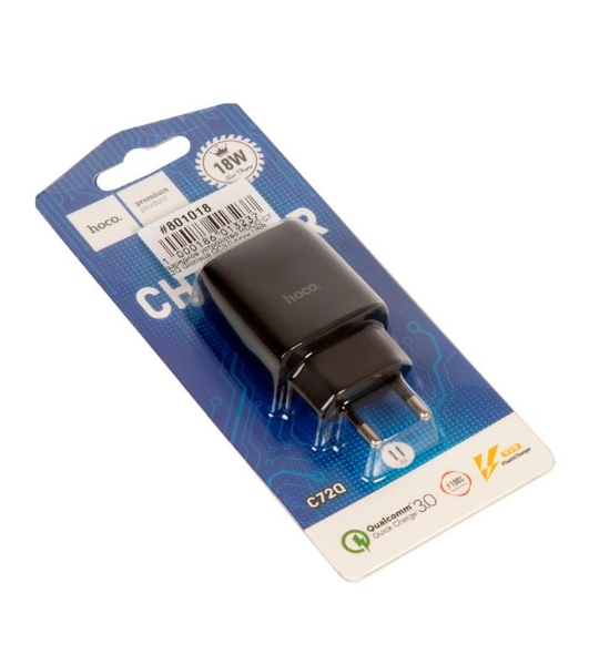 Сетевое зарядное устройство QC 3.0/ HOCO HC-32507 C72Q/ 1 USB/ Выход: 5V_9V_12V, 18W, черный