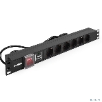 Блок розеток горизонтальный ExeGate ServerPro PDU-19H609 Al-6S-C14-2, 19', 1U, Алюминий, 6 Schuko, кабель с вилкой C14 VDE-250V-10A-3*1.0мм2, 2 метра, выкл. с подсветкой, SPD1, черный, фото7