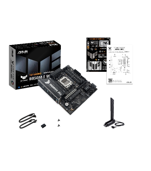 Материнская плата ASUS TUF GAMING B850M-E WIFI, AM5, AMD B850, 4xDDR5, 4xSATA, 3xM.2, 1xPCIe 5.0 x16, 1xPCIe 4.0 x16, 1xPCIe 3.0 x1, 1xHDMI (v2.1), 2xDP (v1.4), 1x2.5Gb LAN, Wi-Fi 6E, Bluetooth 5.3, 1xUSB-C 10Gbps, 2xUSB-A 10Gbps, 2xUSB-A 5Gbps, 4xUSB-A 2.0, 1xPS/2, 3x3.5 мм, 7.1, mATX