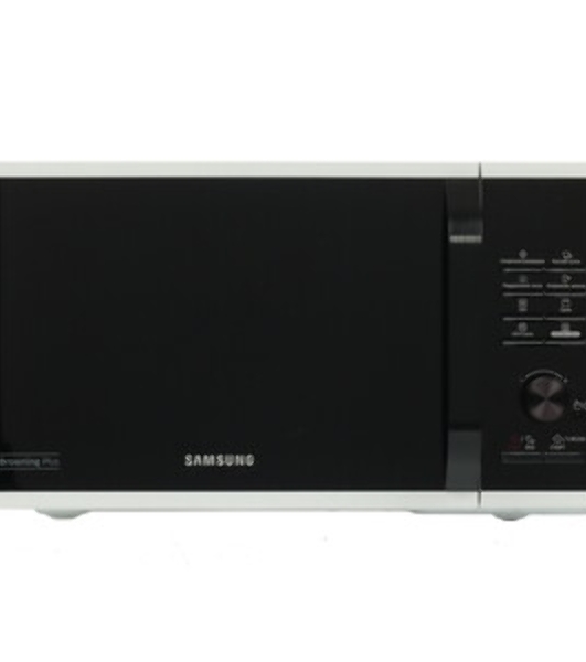 Микроволновая печь Samsung MG23K3515AW/BW белый/черный, 23 л, 800 Вт, переключатели - кнопки, поворотный механизм