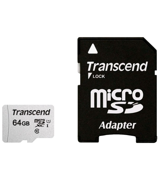 Флеш карта Micro SecureDigital 64Gb Transcend Class 10 TS64GUSD300S-A MicroSDXC Class 10 UHS-I, SD adapter