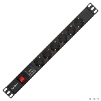 Блок розеток горизонтальный ExeGate ServerPro PDU-19H609 Al-6S-C14-2, 19', 1U, Алюминий, 6 Schuko, кабель с вилкой C14 VDE-250V-10A-3*1.0мм2, 2 метра, выкл. с подсветкой, SPD1, черный, фото6
