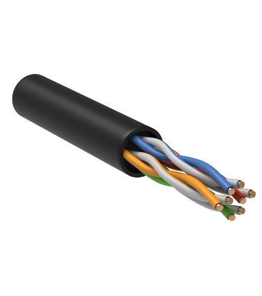 Кабель связи ITK витая пара U/UTP, cat.5e 4х2х24AWG solid, LDPE, 305м, черный