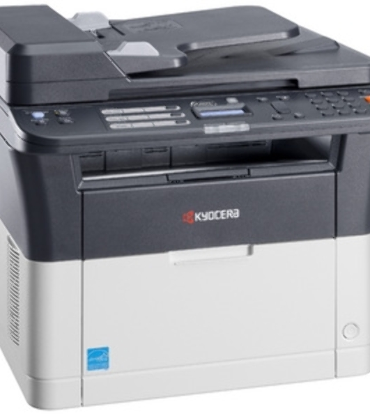 МФУ лазерное Kyocera Ecosys FS-1025MFP (1102M63RU0/1102M63RUV/1102M63RU2/1102M63NX2/1102M63DZ2), A4, ч/б, печ. до 25 стр/мин., скан. до 18 стр/мин. (ч/б) 6 стр/мин. (цвет), 600 x 1800 dpi (печать) 600x600dpi (скан), USB, RJ-45