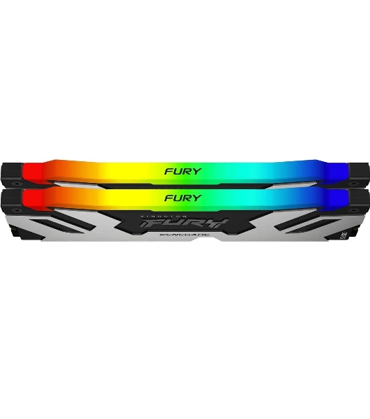 Оперативная память Kingston Fury Renegade, DDR5, 96Gb (2x48Gb), 6400MHz, CL32, DIMM, с радиатором, RGb, серебристый