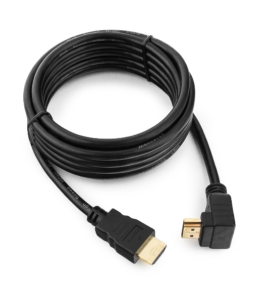 Кабель Cablexpert HDMI CC-HDMI490-10, 19M/19M, v2.0, медь, позол.разъемы, экран, угловой, 3м, черный, пакет