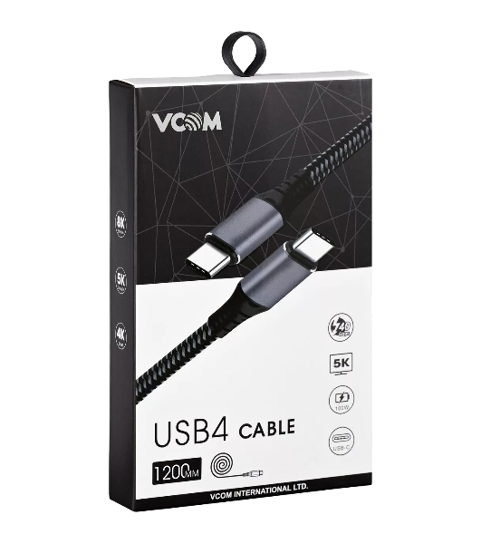 Кабель Thunderbolt4/USB4 Type-C, 5K@60Hz, 40Gbps, PD 100W, 5A, VCOM, 1.2м CU540M-1.2M