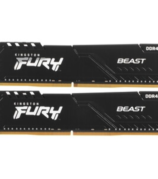 Оперативная память Kingston Fury Beast, DDR4, 32GB (2x16GB), 3200MHz, CL16, DIMM, с радиатором, черный