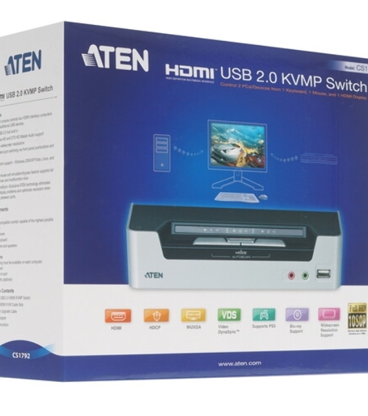 Переключатель KVM ATEN CS1792-AT-G 2-х портовый USB 2.0 HDMI KVMP