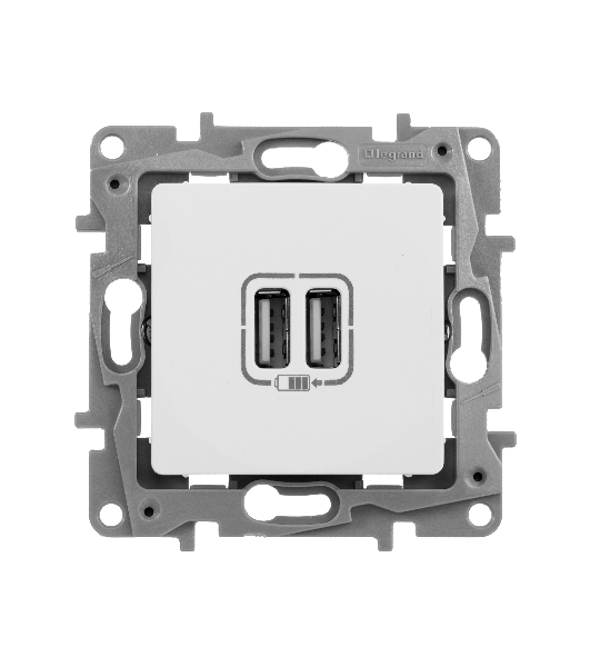 Зарядное устройство с двумя USB-разьемами 240В/5В 2400мА, Etika, белый Зарядное устройство с двумя USB-разьемами 240В/5В 2400мА, Etika, белый