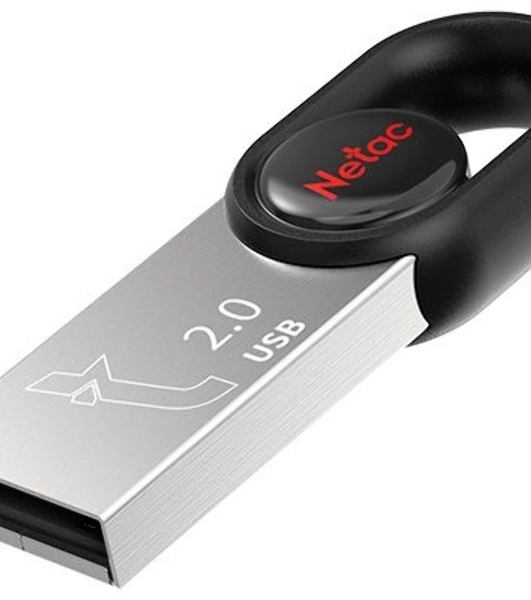 Флешка USB Netac UM2 (NT03UM2N-032G-20BK), 32Gb, USB 2.0, R/W 100/40, серебристый/черный