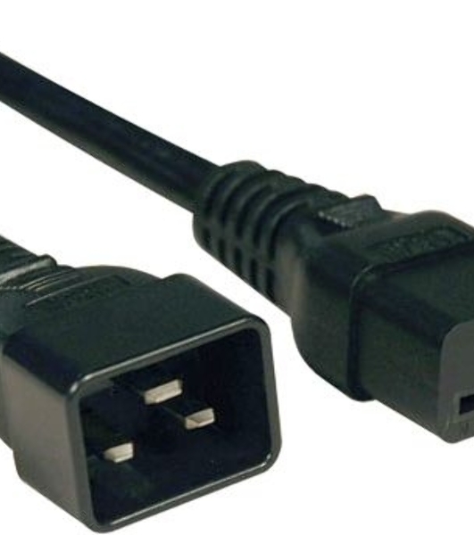 Кабель питания IEC 320 C19 - IEC 320 C20 (3x1.5), 16A, прямая вилка, 1м, черный Hyperline PWC-IEC19-IEC20-1.0-BK