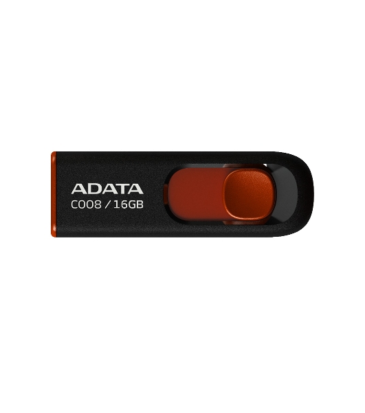 Флешка USB ADATA Classic C008 (AC008-16G-RKD), 16Gb, USB 2.0, R/W 30/6, черный/красный