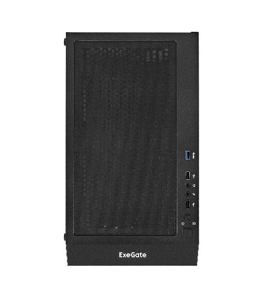 Компьютерный корпус Miditower ExeGate EVO-5001A-EVO800 (ATX, БП EVO800RGb с вент. 12 см, 2хUSB+1хUSB 3.0+HD Audio, черный, 3 вент.12см с RGb подсветкой, боковая панель - закаленное стекло)