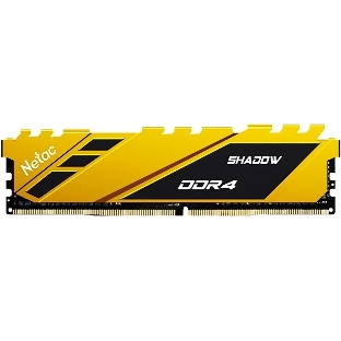 Оперативная память NETAC Shadow, DDR4, 16Gb (1x16 GB), 2666 MHz, CL19, DIMM, радиатор, желтый