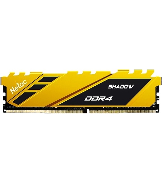 Оперативная память NETAC Shadow, DDR4, 16Gb (1x16 GB), 2666 MHz, CL19, DIMM, радиатор, желтый